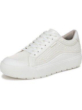 Women White Pearls Comfortable Boot Slip On Fashion Sneaker Lace Up Casual Shoe